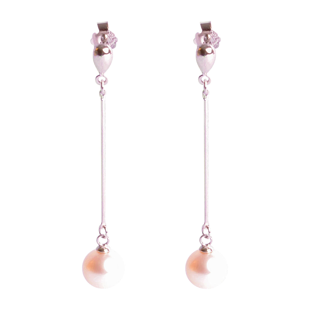 White Pearl Dangle Sterling Silver Earrings | SilverAndGold