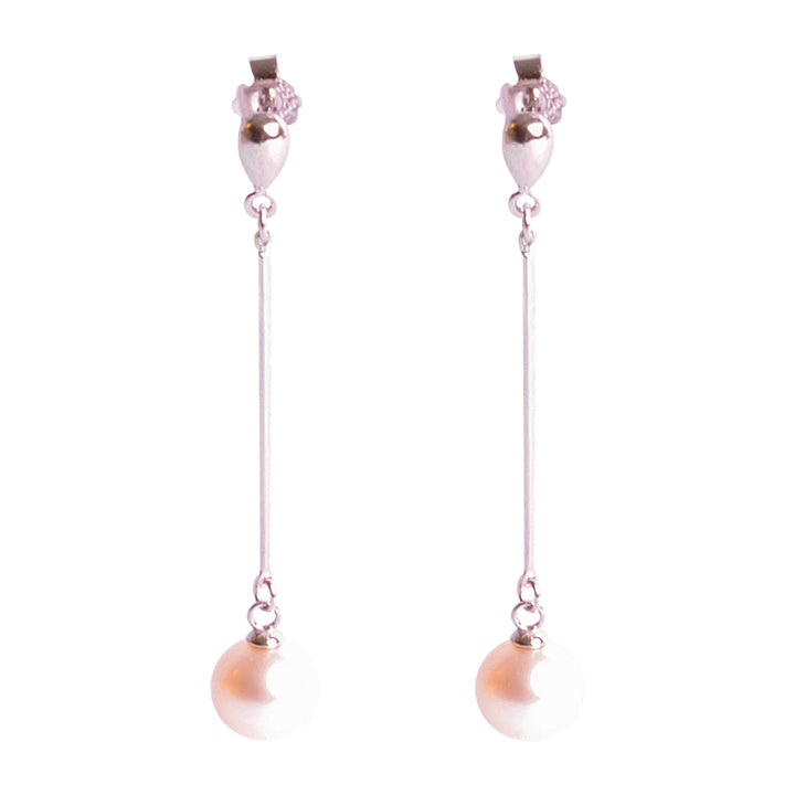 White Pearl Dangle Sterling Silver Earrings | SilverAndGold