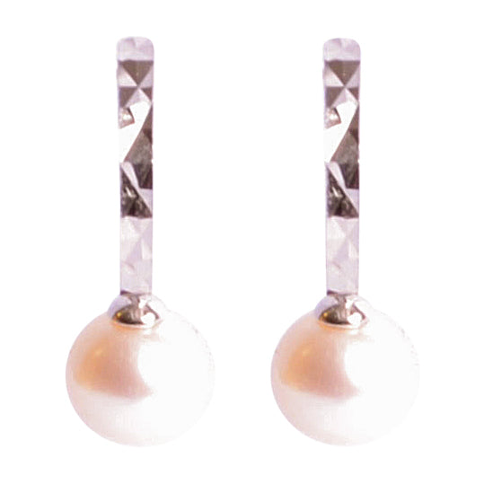 White Pearl Sterling Silver Dangle Earrings | SilverAndGold