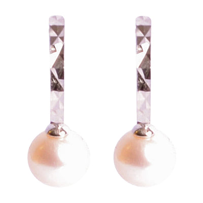 White Pearl Sterling Silver Dangle Earrings | SilverAndGold