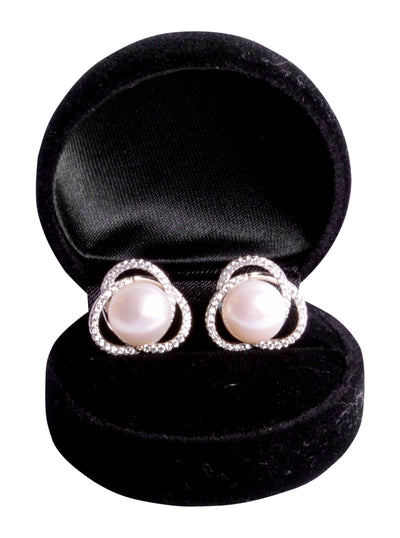 White Pearl & Crystal Sterling Silver Earrings | SilverAndGold