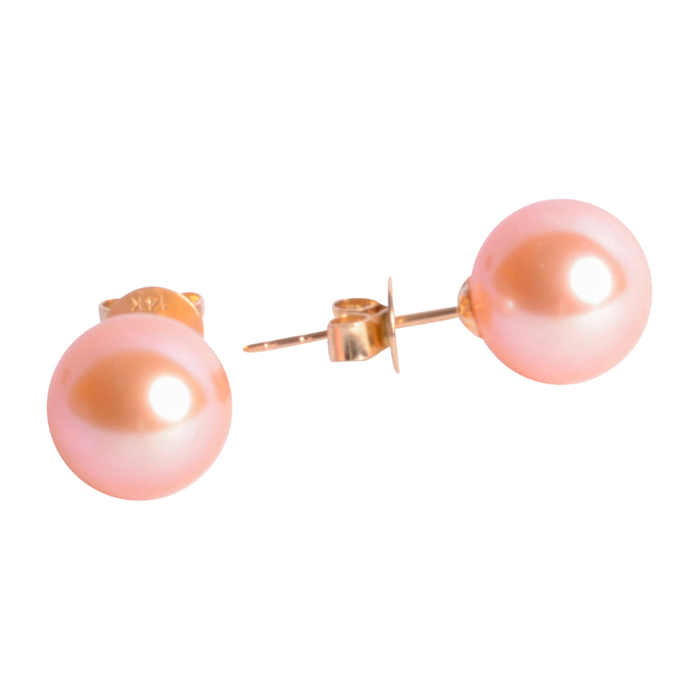  9mm Classic Pearl Earrings in 14K Gold | SilverAndGold