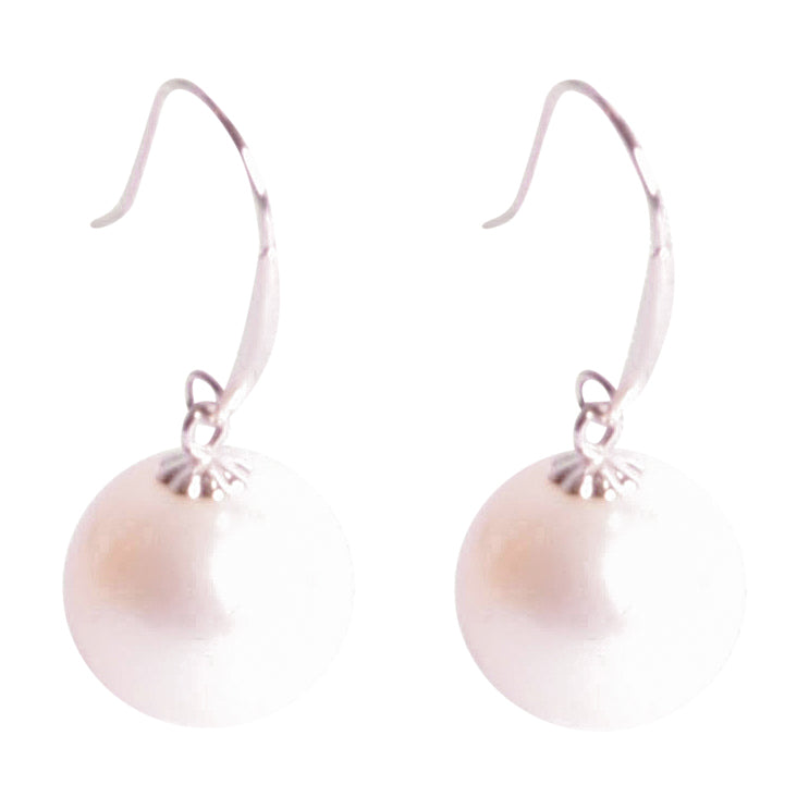 14K Gold White Pearl Dangle Earrings | SilverAndGold