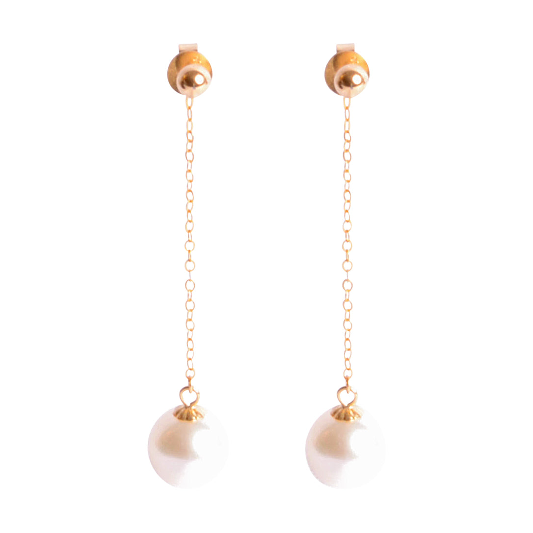 18K Gold Akoya Pearl Dangle Earrings | SilverAndGold