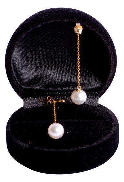 18K Gold Akoya Pearl Dangle Earrings | SilverAndGold
