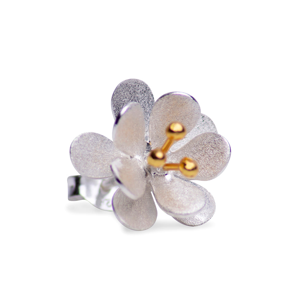 Matte Silver & Gold Flower Earrings | SilverAndGold