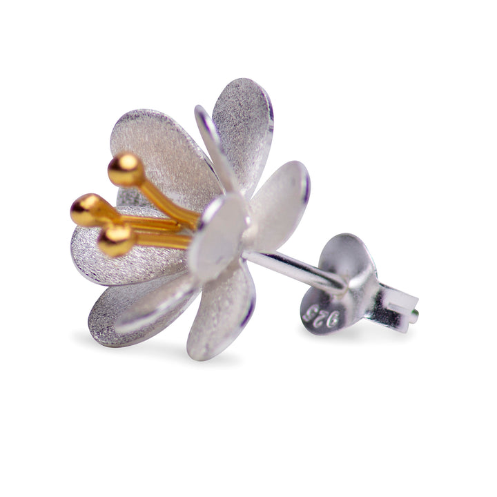 Matte Silver & Gold Flower Earrings | SilverAndGold