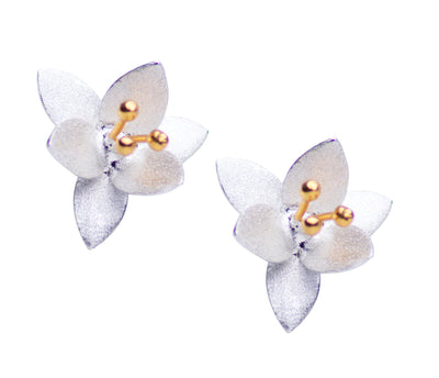 Matte Silver & Gold Flower Earrings | SilverAndGold