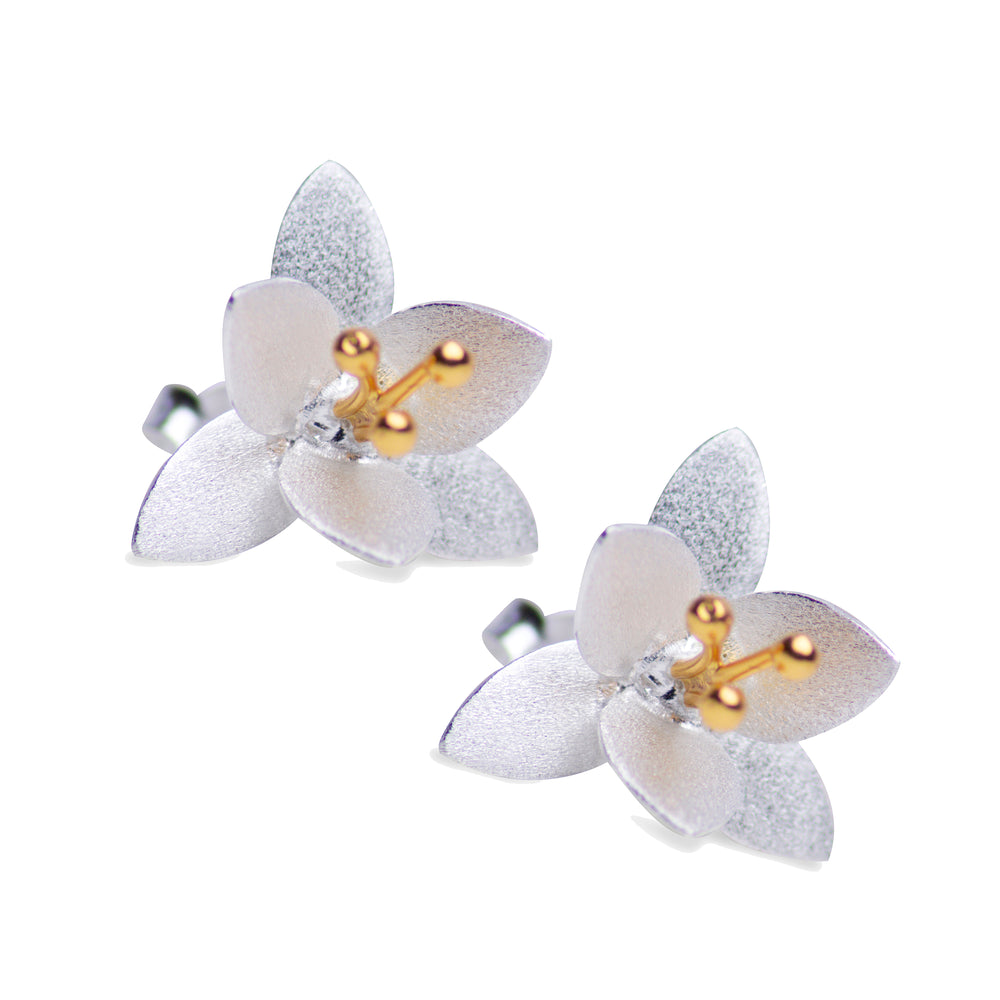 Matte Silver & Gold Flower Earrings | SilverAndGold