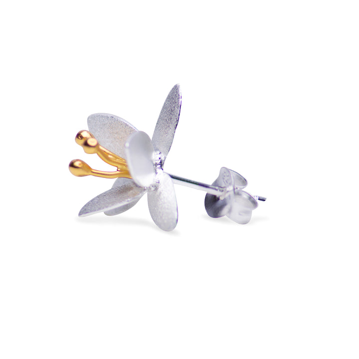 Matte Silver & Gold Flower Earrings | SilverAndGold