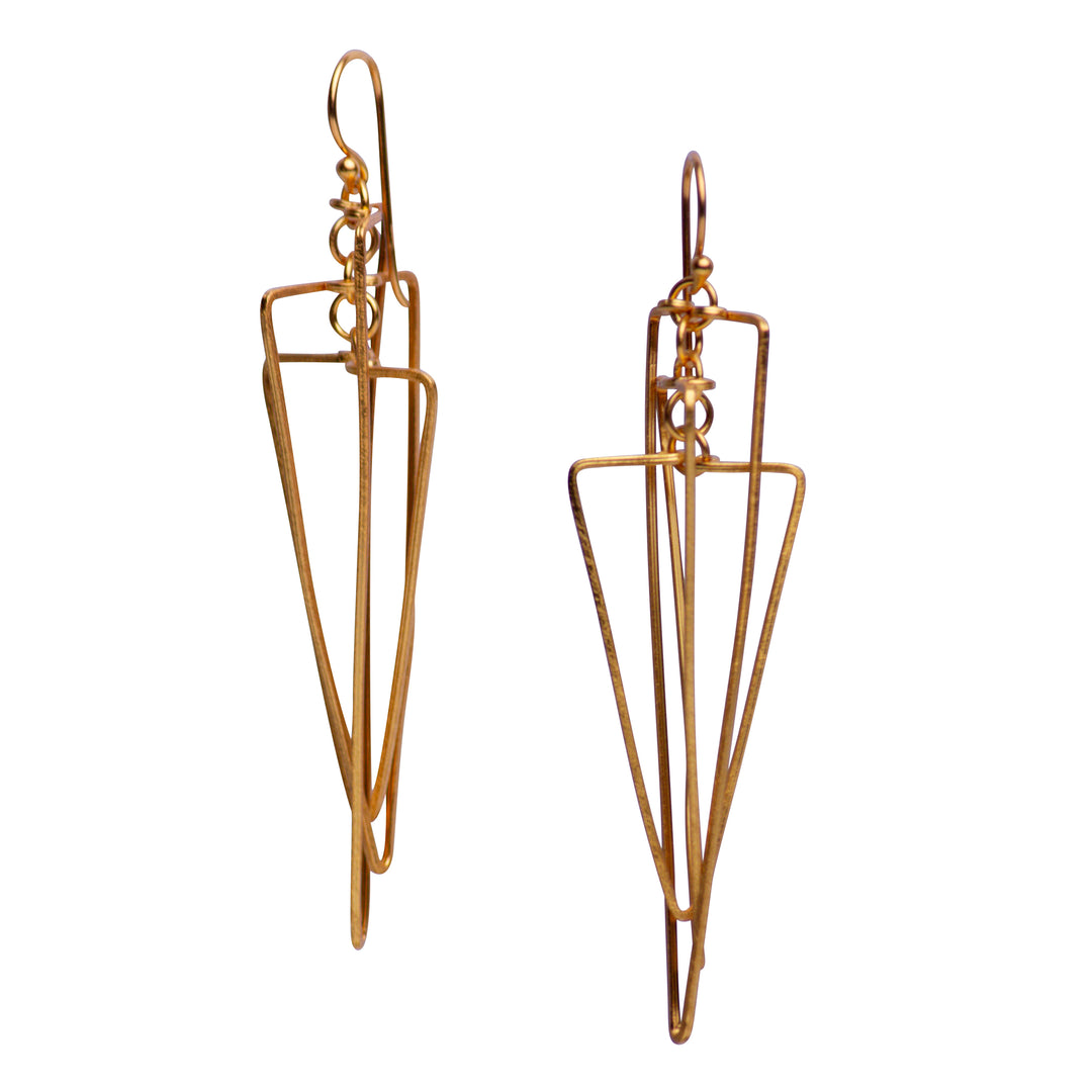 Art Deco Matte Gold Dangle Earrings | SilverAndGold