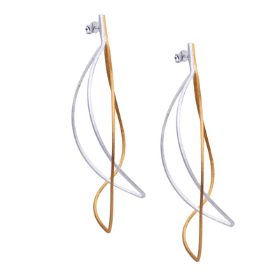 Abstract Drop Earrings in Matte Finish Gold & Silver | SilverAndGold