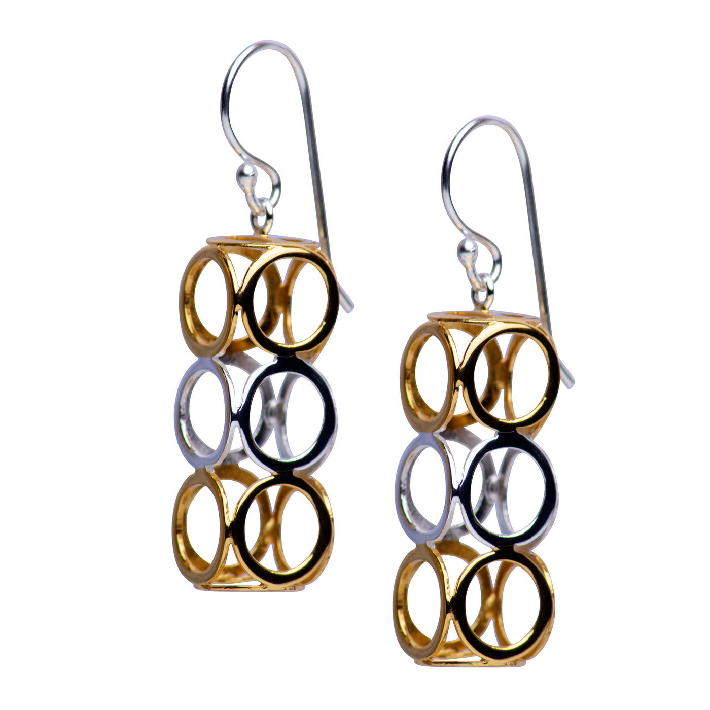 Geometric Dangle Earrings in Sterling Silver & Gold | SilverAndGold