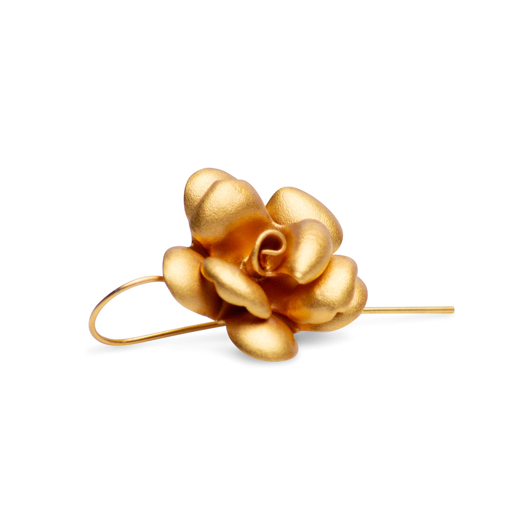 Matte Gold Over Silver Flower Earrings | SilverAndGold