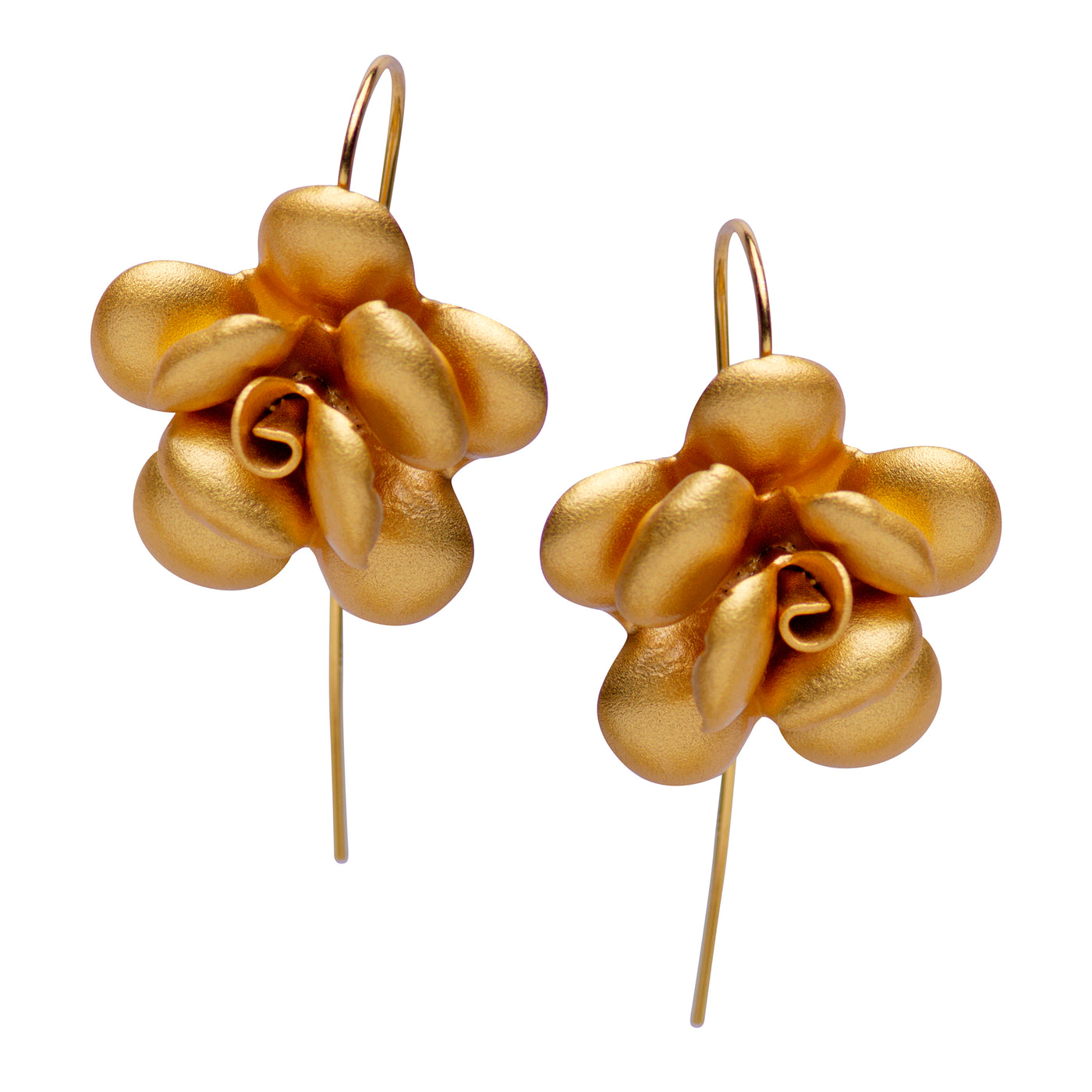 Matte Gold Over Silver Flower Earrings | SilverAndGold