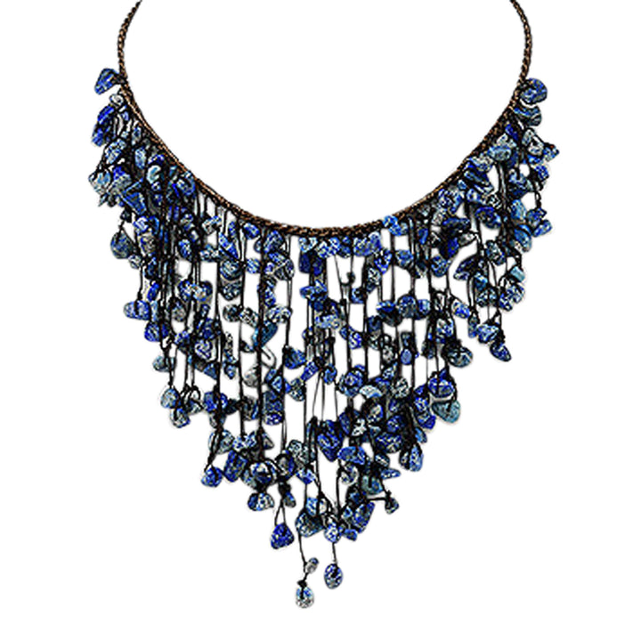Lapis Lazuli Waterfall Necklace, 17" - 18.5"