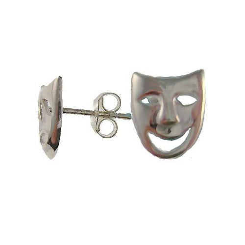 Comedy & Tragedy Theater Mask Sterling Silver Earrings | SilverAndGold