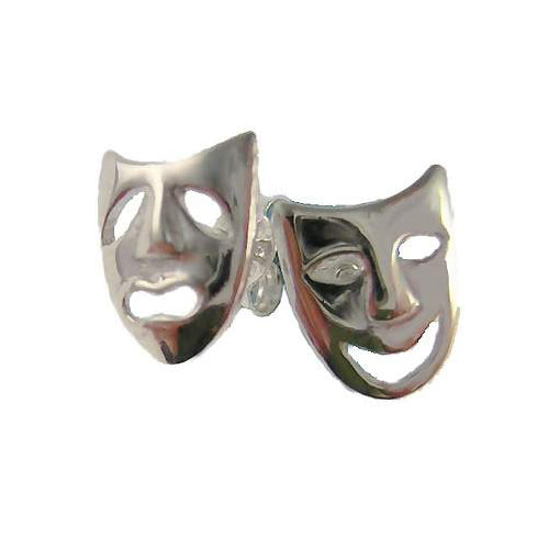 Comedy & Tragedy Theater Mask Sterling Silver Earrings | SilverAndGold