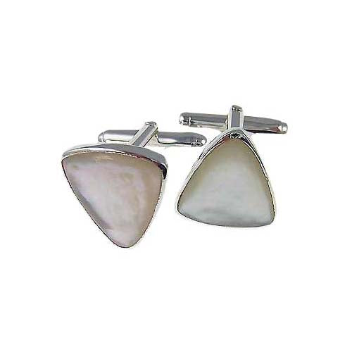 Triangular Mother of Pearl Sterling Silver Cufflinks | SilverAndGold