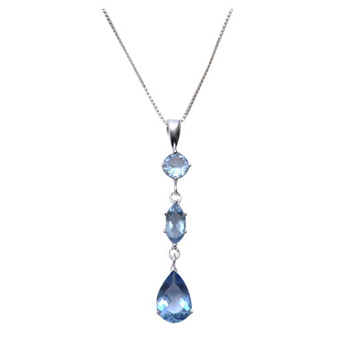 Sterling Silver and Topaz Pendant Necklace - SilverAndGold.com Silver And Gold