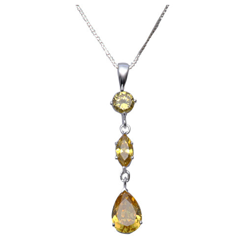 Sterling Silver and Citrine Pendant Necklace - SilverAndGold.com Silver And Gold