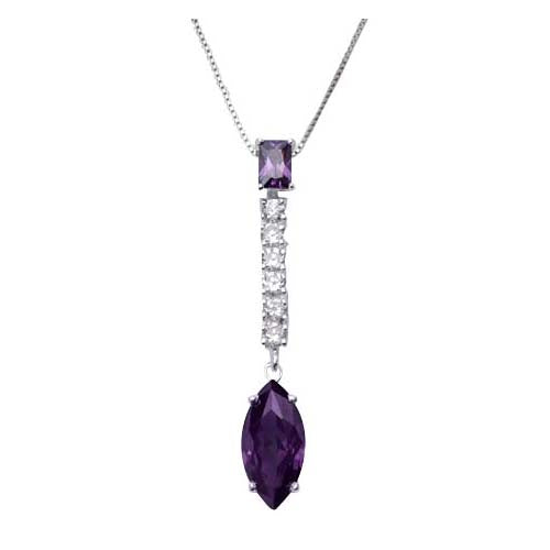Sterling Silver and Amethyst Pendant with Crystal Gemstones - SilverAndGold.com Silver And Gold