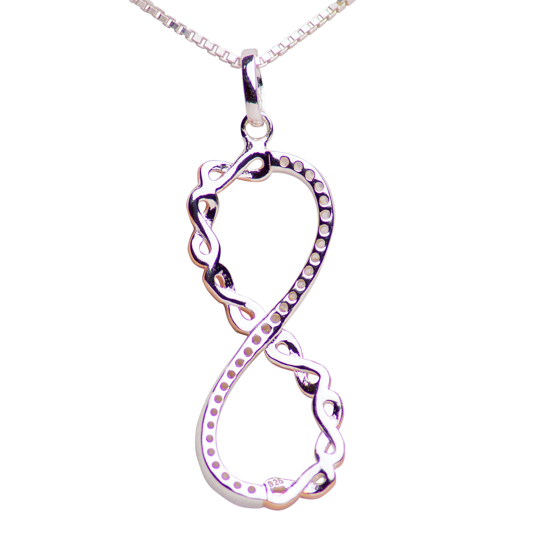 Two Tone Diamond Simulant Infinity Pendant
