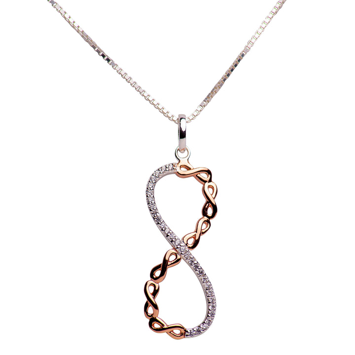Two Tone Diamond Simulant Infinity Pendant
