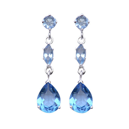 Sterling Silver Three-Stone Topaz Earrings | SilverAndGold