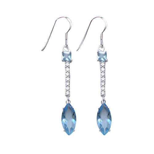 Sterling Silver Blue Topaz & Crystal Earrings | SilverAndGold