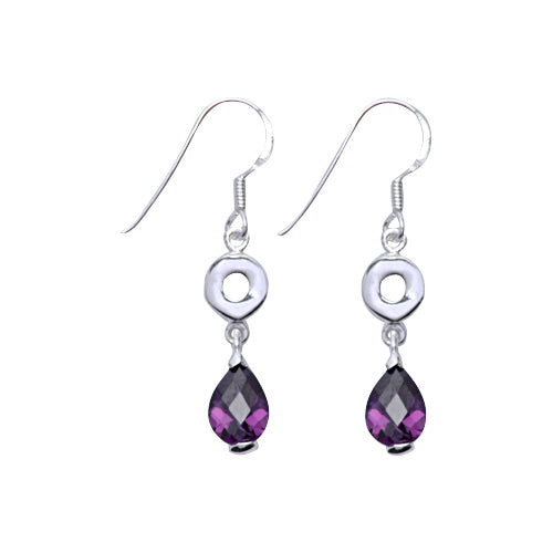 Amethyst Dangle Earrings in Sterling Silver | SilverAndGold