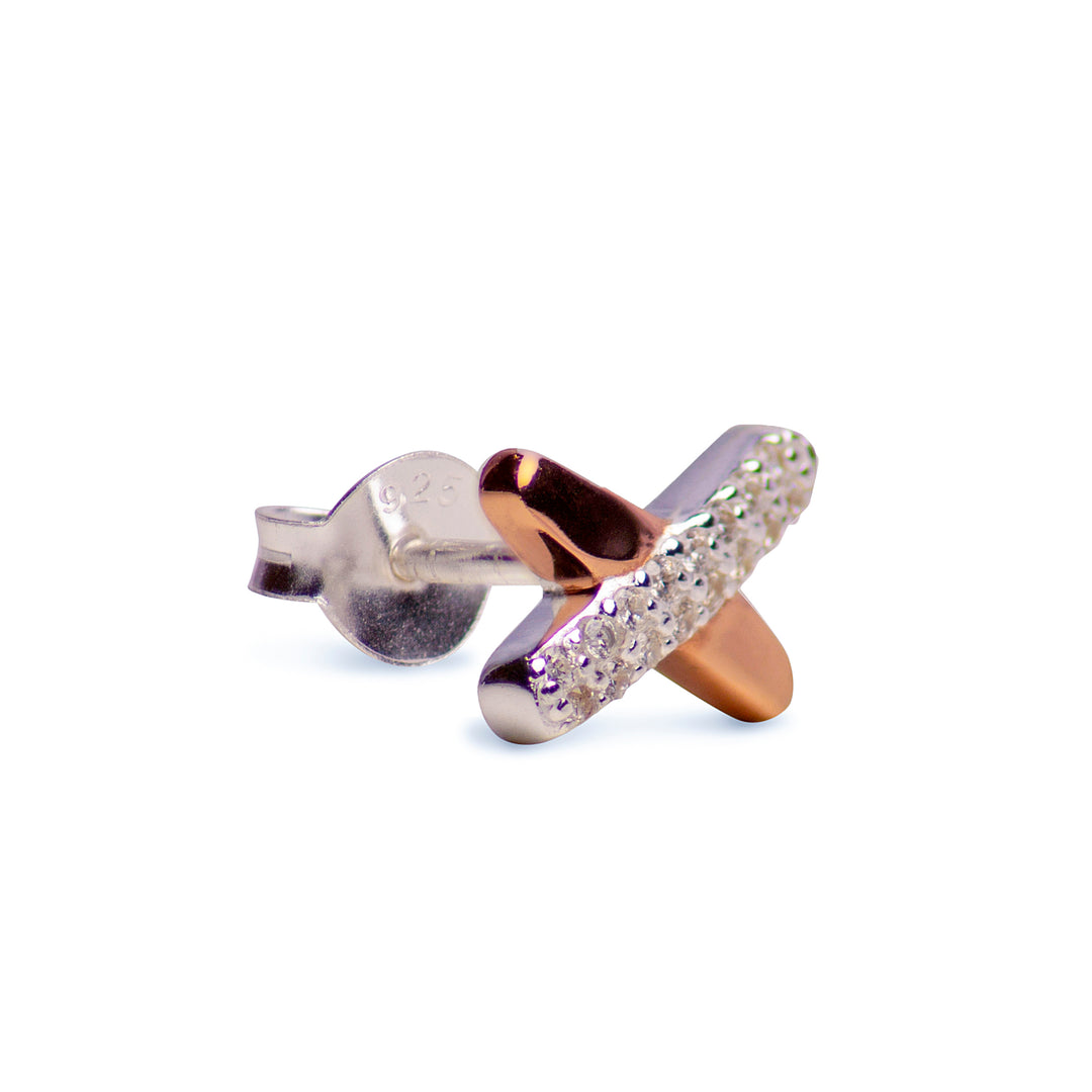 X's & O's CZ & 14K Gold Plated Sterling Silver Hugs & Kisses Earrings