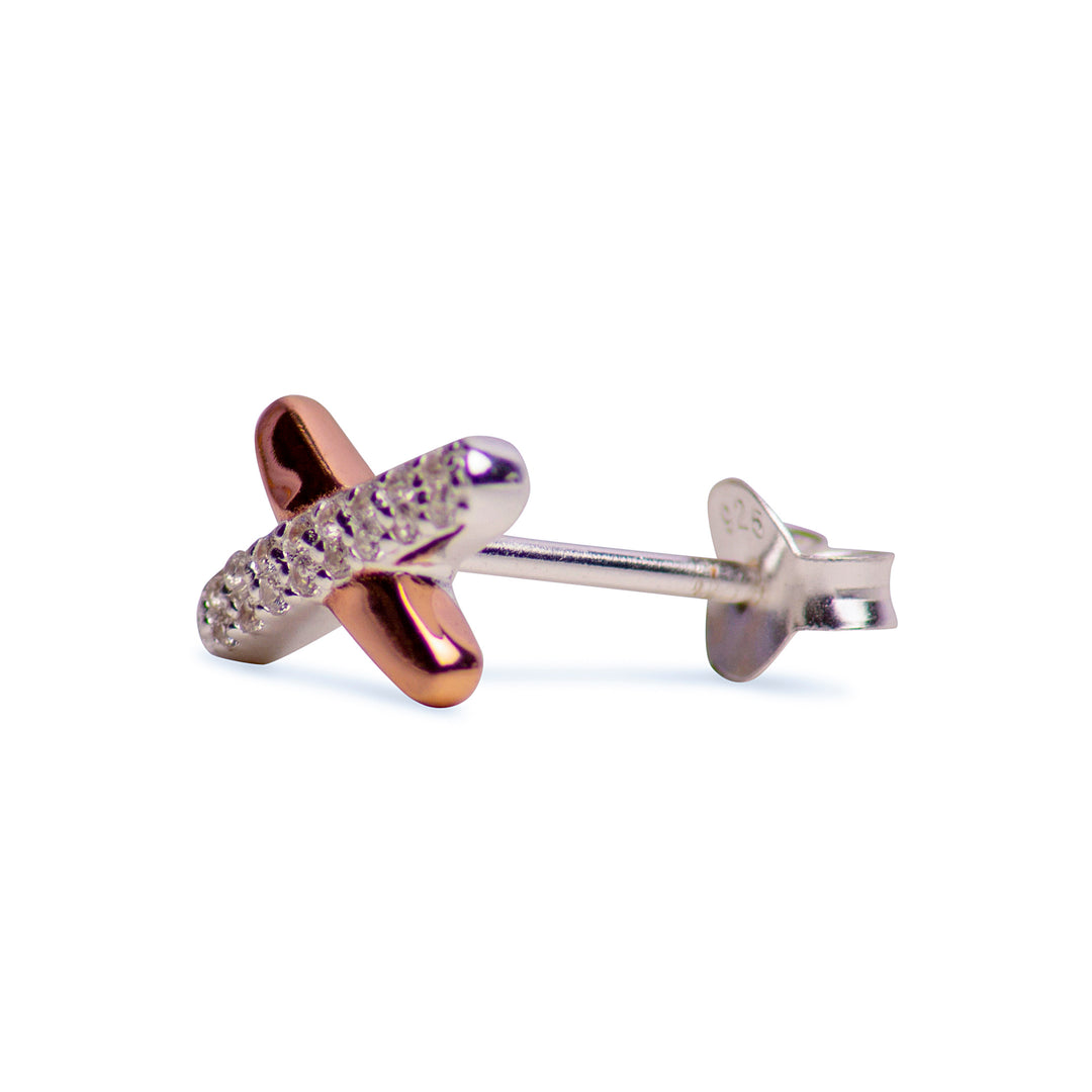X's & O's CZ & 14K Gold Plated Sterling Silver Hugs & Kisses Earrings