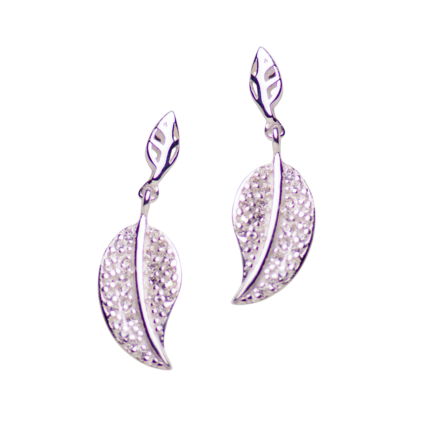 Falling Leaf Silver Earrings