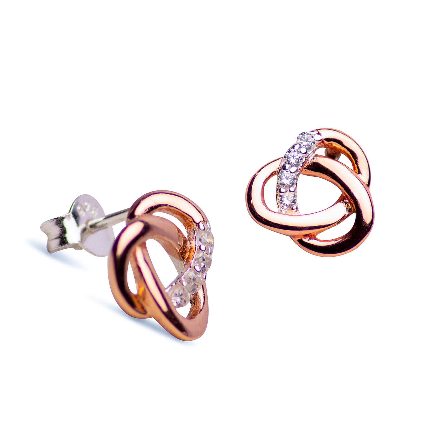 14K Rose Gold Plated Sterling Silver Knot Earrings | SilverAndGold