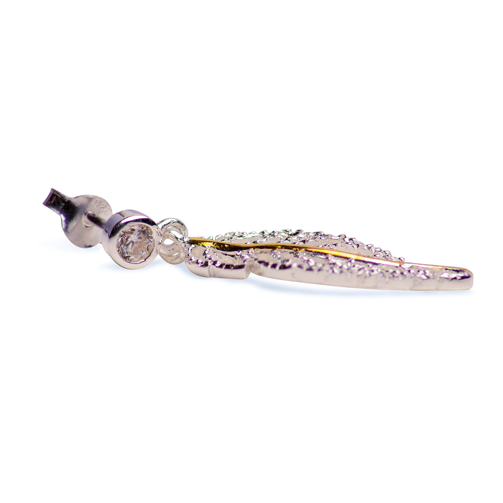 Rose Gold & Silver Feather Earrings | SilverAndGold