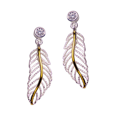Rose Gold & Silver Feather Earrings | SilverAndGold