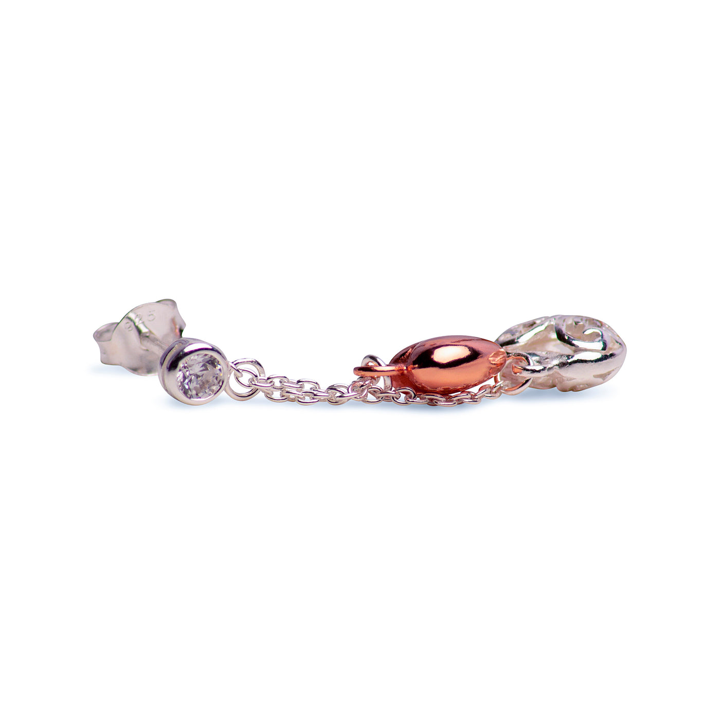 14K Rose Gold Plated Silver Heart Dangle Earrings | SilverAndGold