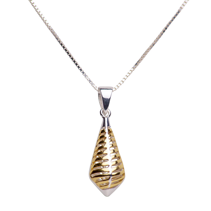 Two Tone Teardrop Pendant Necklace