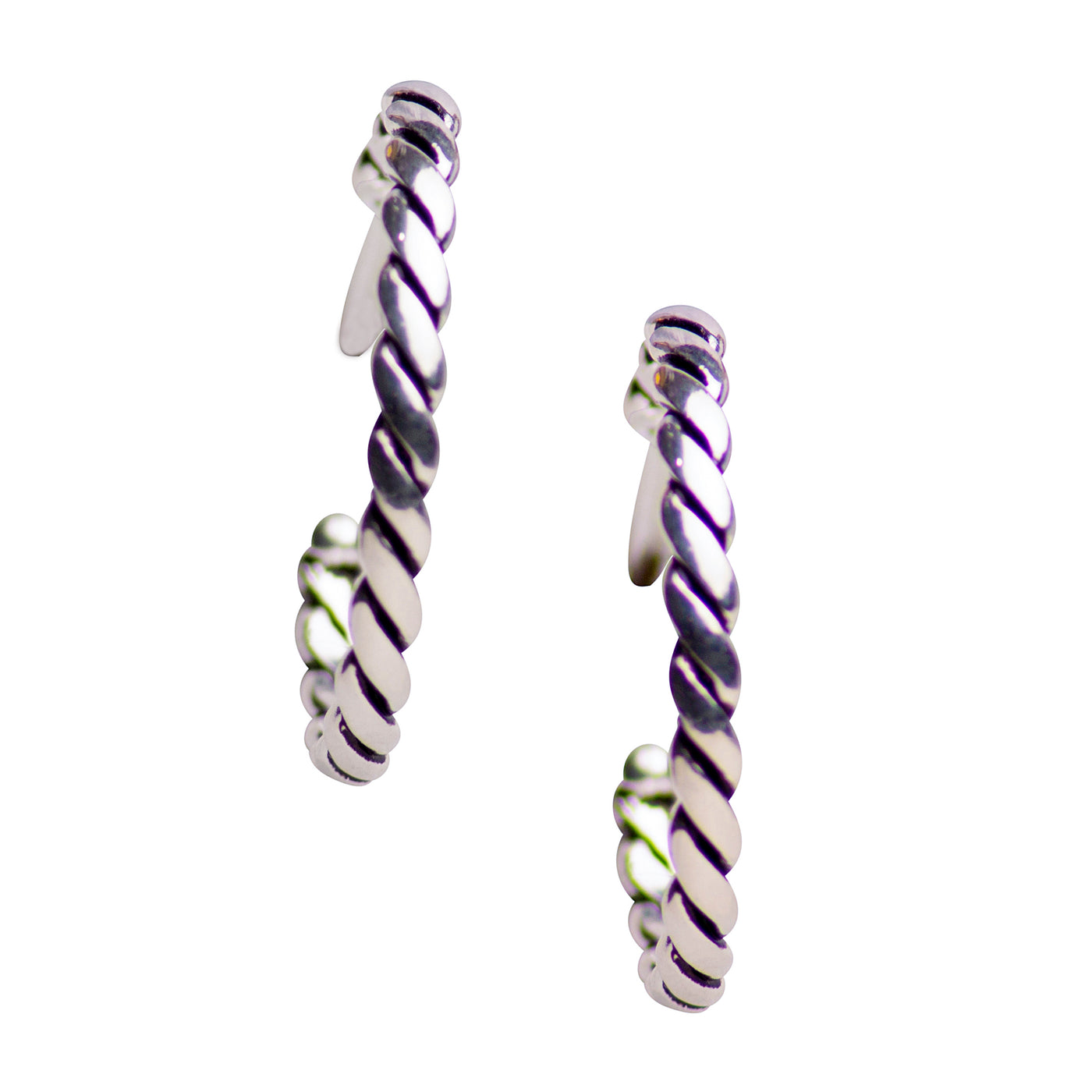 Sterling Silver Twist Hoop Earrings | SilverAndGold