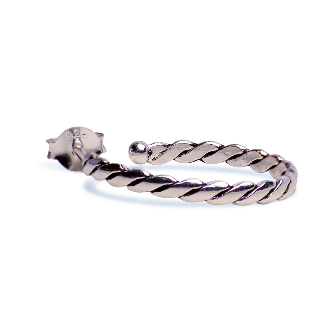 Sterling Silver Twist Hoop Earrings | SilverAndGold