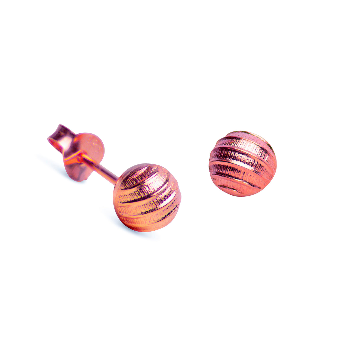 Textured Rose Gold Ball Stud Earrings