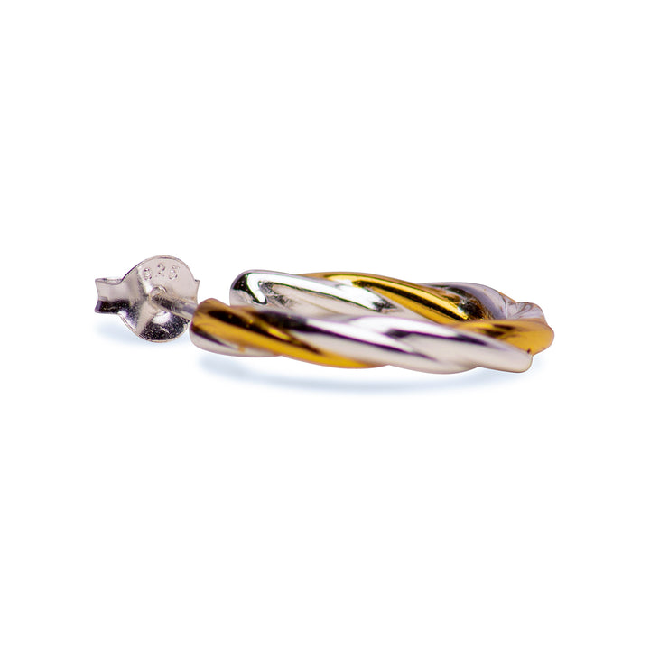 Two Tone Twist Hoop Earrings
