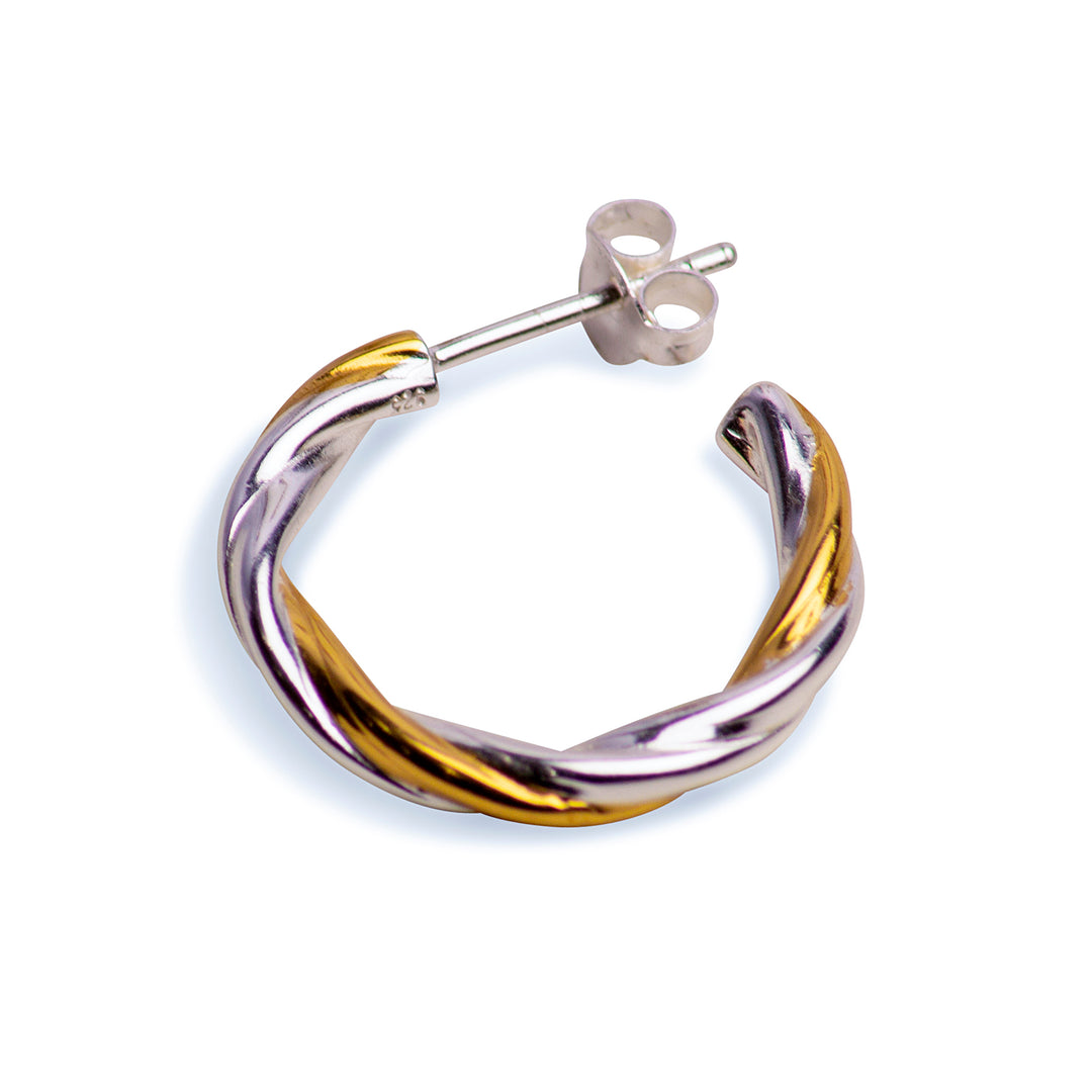 Two Tone Twist Hoop Earrings