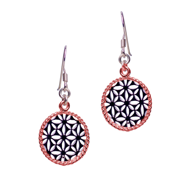 14K Rose Gold Plated Round Flower Earrings | SilverAndGold