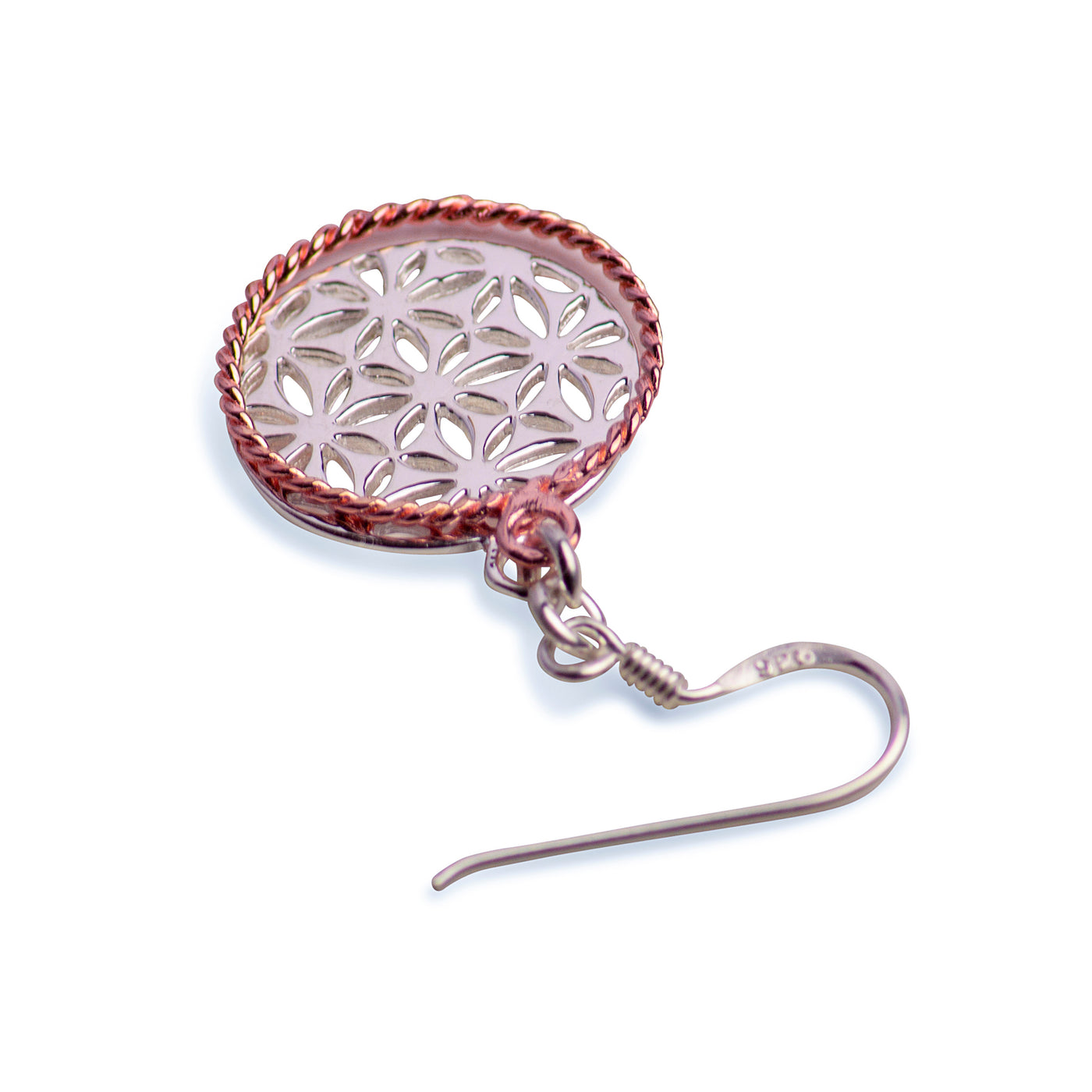 14K Rose Gold Plated Round Flower Earrings | SilverAndGold