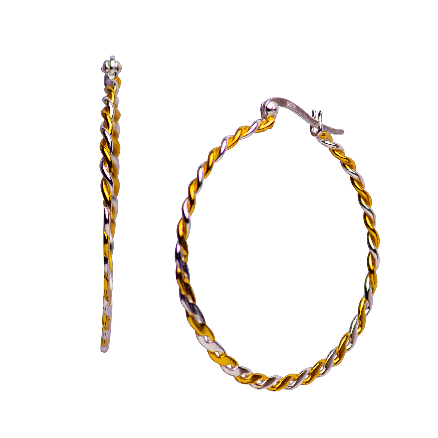 Gold & Silver Large Twist Hoop Earrings | SilverAndGold
