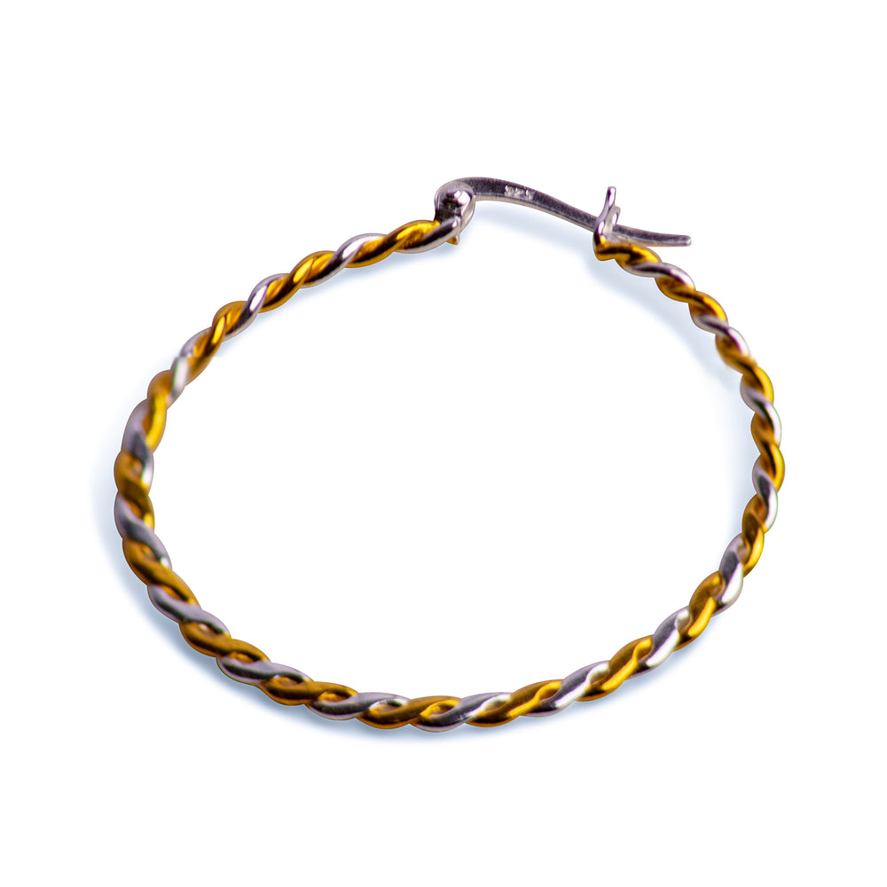 Gold & Silver Large Twist Hoop Earrings | SilverAndGold