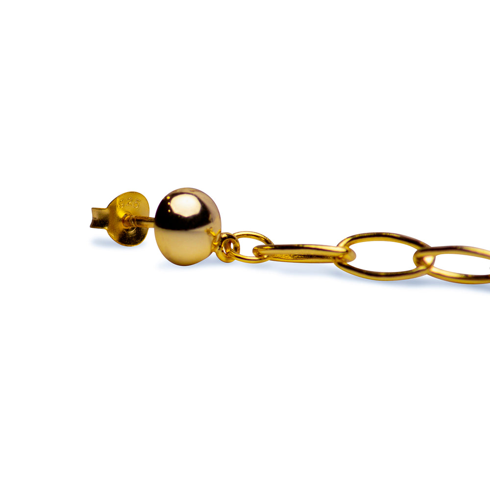 14K Yellow Gold Plated Chain Dangle Earrings | SilverAndGold