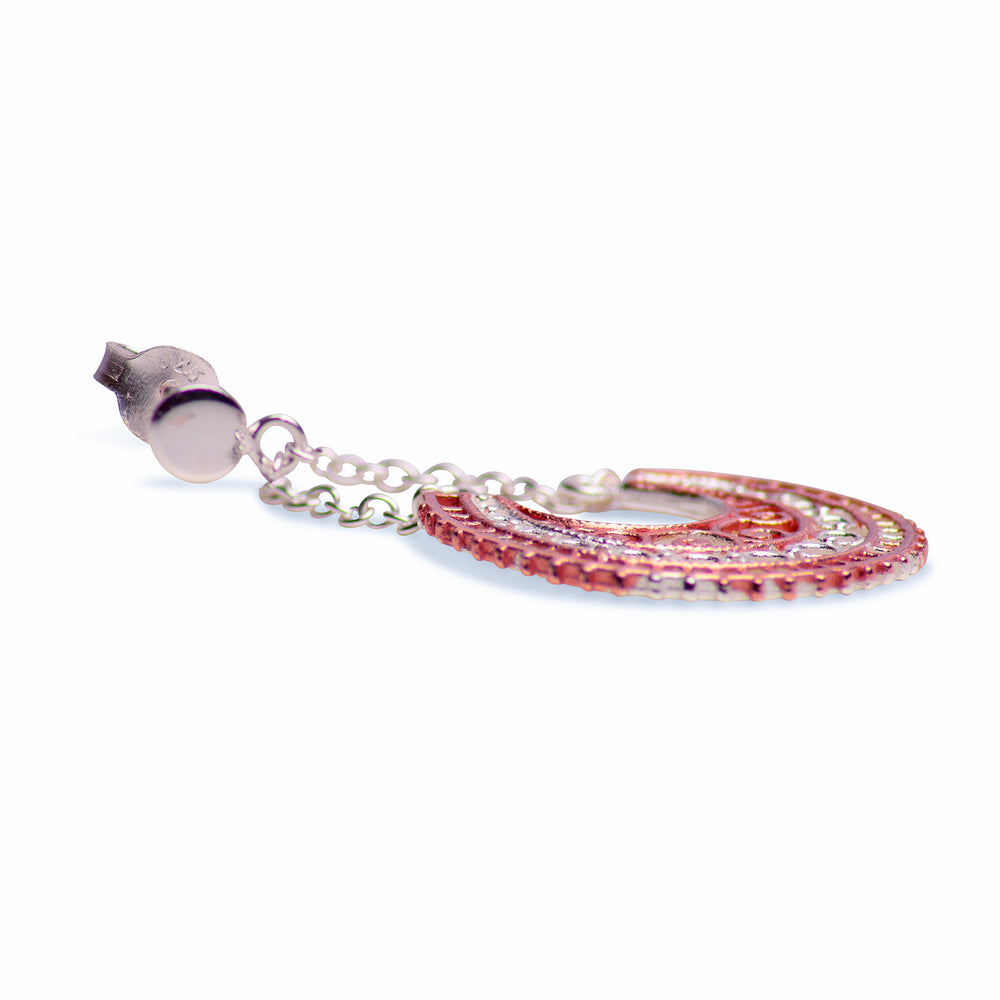 14K Rose Gold & Silver Dangle Crescent Earrings | SilverAndGold